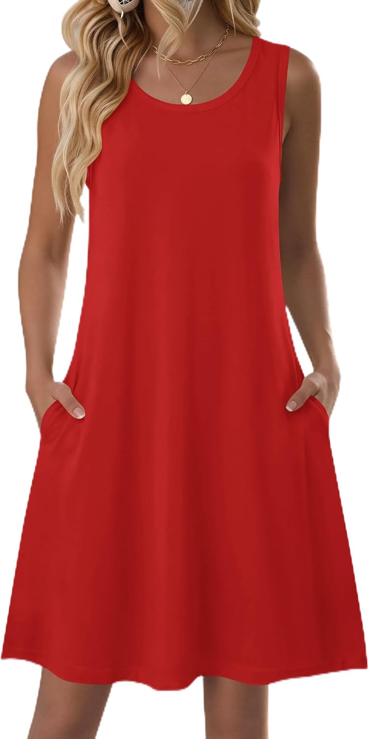 Arlette Women's Sleeveless Floral Swing Dress with Side Pockets & Relaxed A-Line Fit