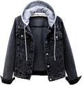 Felix Women's With Hood Denim Jacket – Detachable Hood, Distressed Detail & 4 Handy Pockets