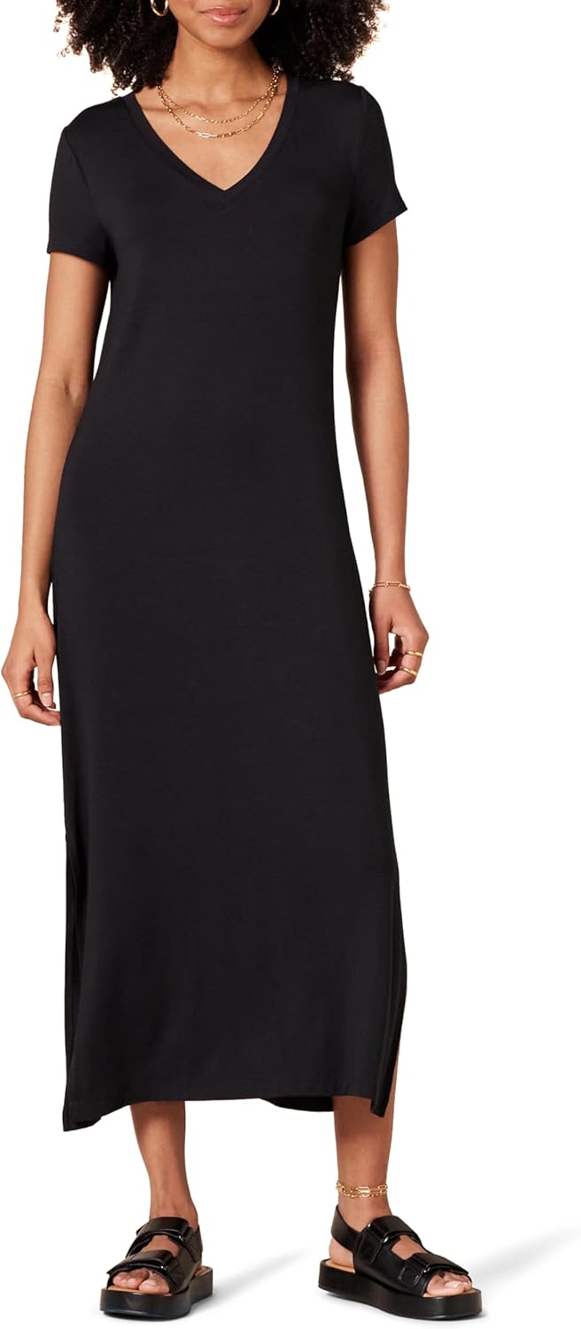 Élise Women's V-Neck Jersey Midi Dress with Side Slits