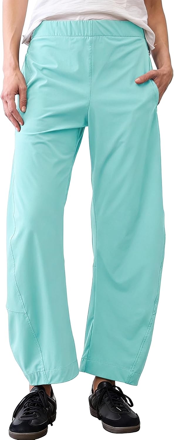 Violette Women's Barrel Leg Travel Pants with Hidden Elastic Waist & Side Pockets
