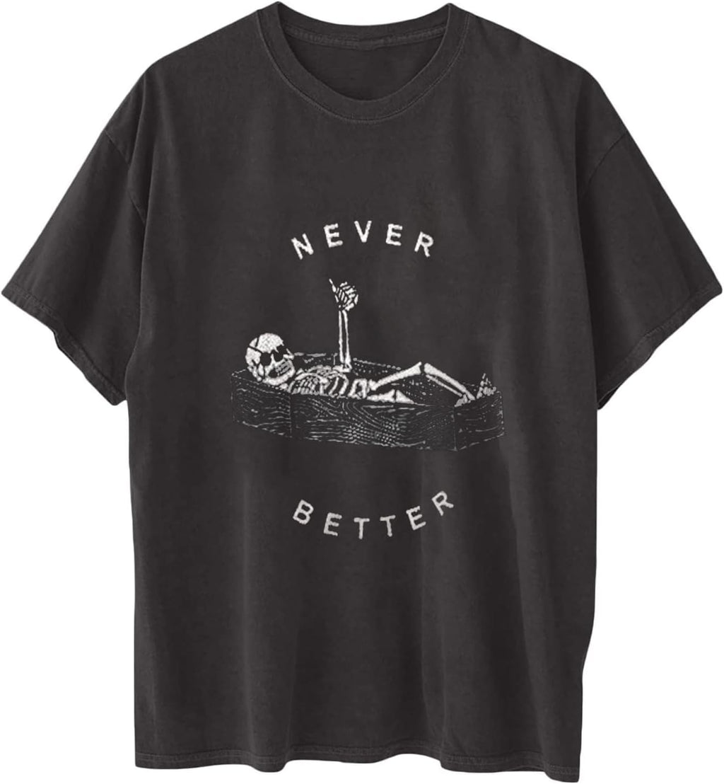 Odette - Oversized Vintage Graphic Cotton Blend T-Shirt Casual Summer Loose Fit Tee