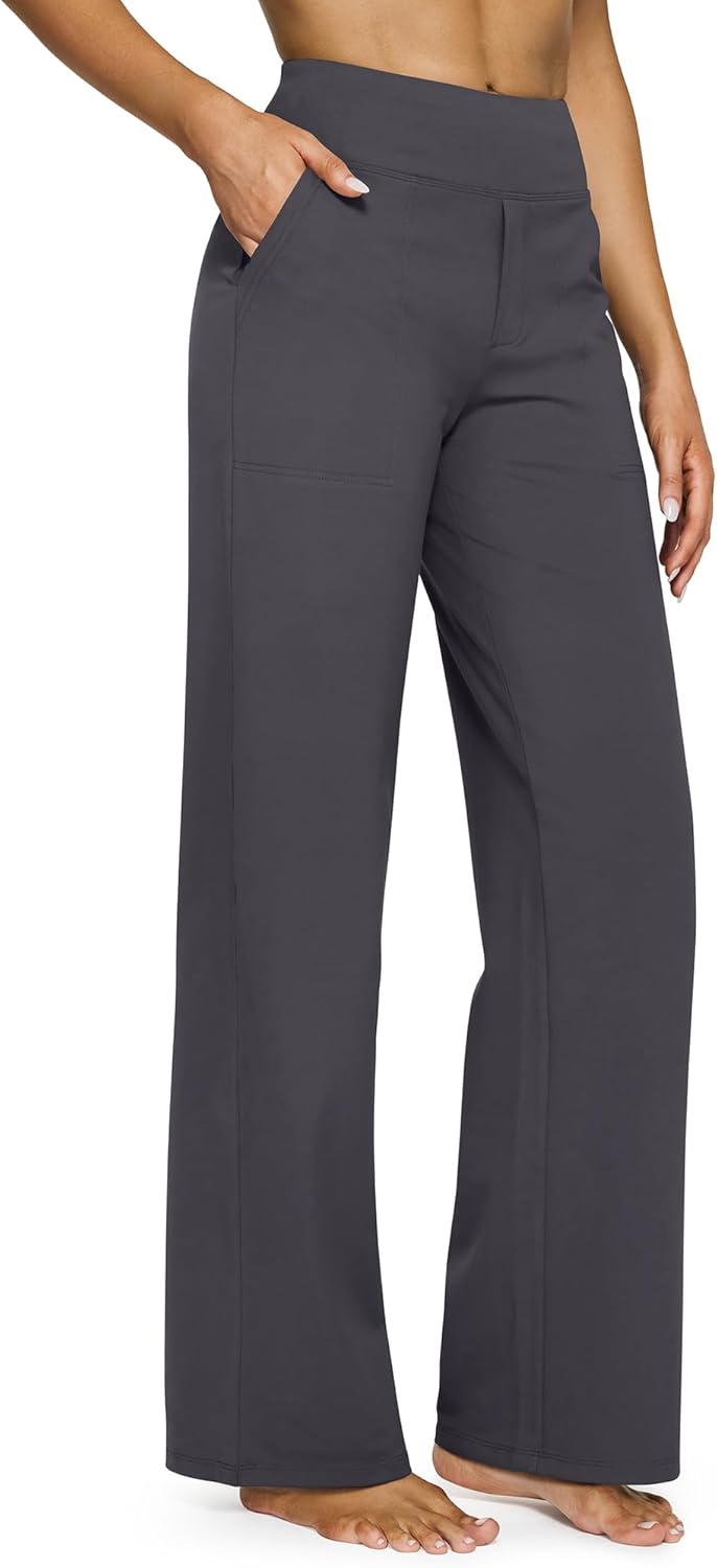 Émilienne Women's High-Waisted Wide Leg Performance Pants with Pockets