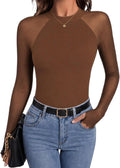Molly Women's Floral Mesh Top – Mock Neck, Sheer Raglan Sleeves & Double-Lined Body