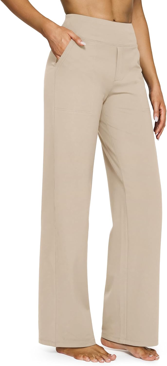 Émilienne Women's High-Waisted Wide Leg Performance Pants with Pockets