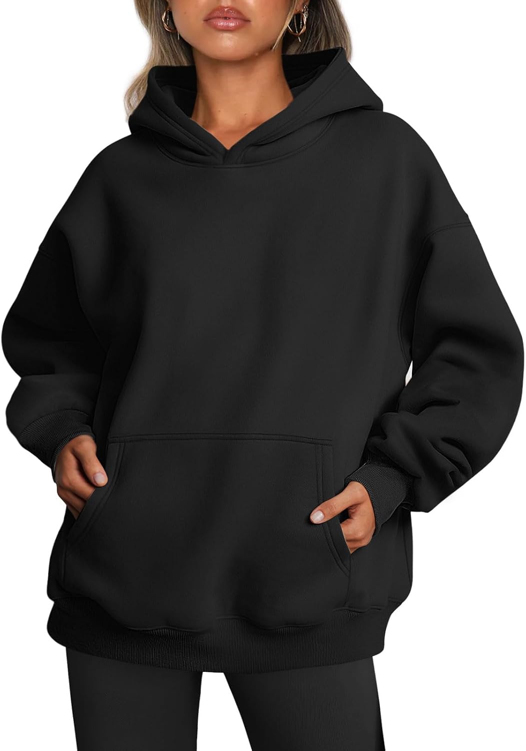 Tessa Women's Oversized Fleece Hoodie – Dropped-Shoulder Design, Front Pouch Pocket & Pullover