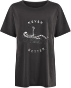 Odette - Oversized Vintage Graphic Cotton Blend T-Shirt Casual Summer Loose Fit Tee