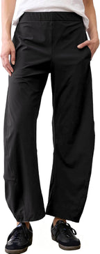 Violette Women's Barrel Leg Travel Pants with Hidden Elastic Waist & Side Pockets