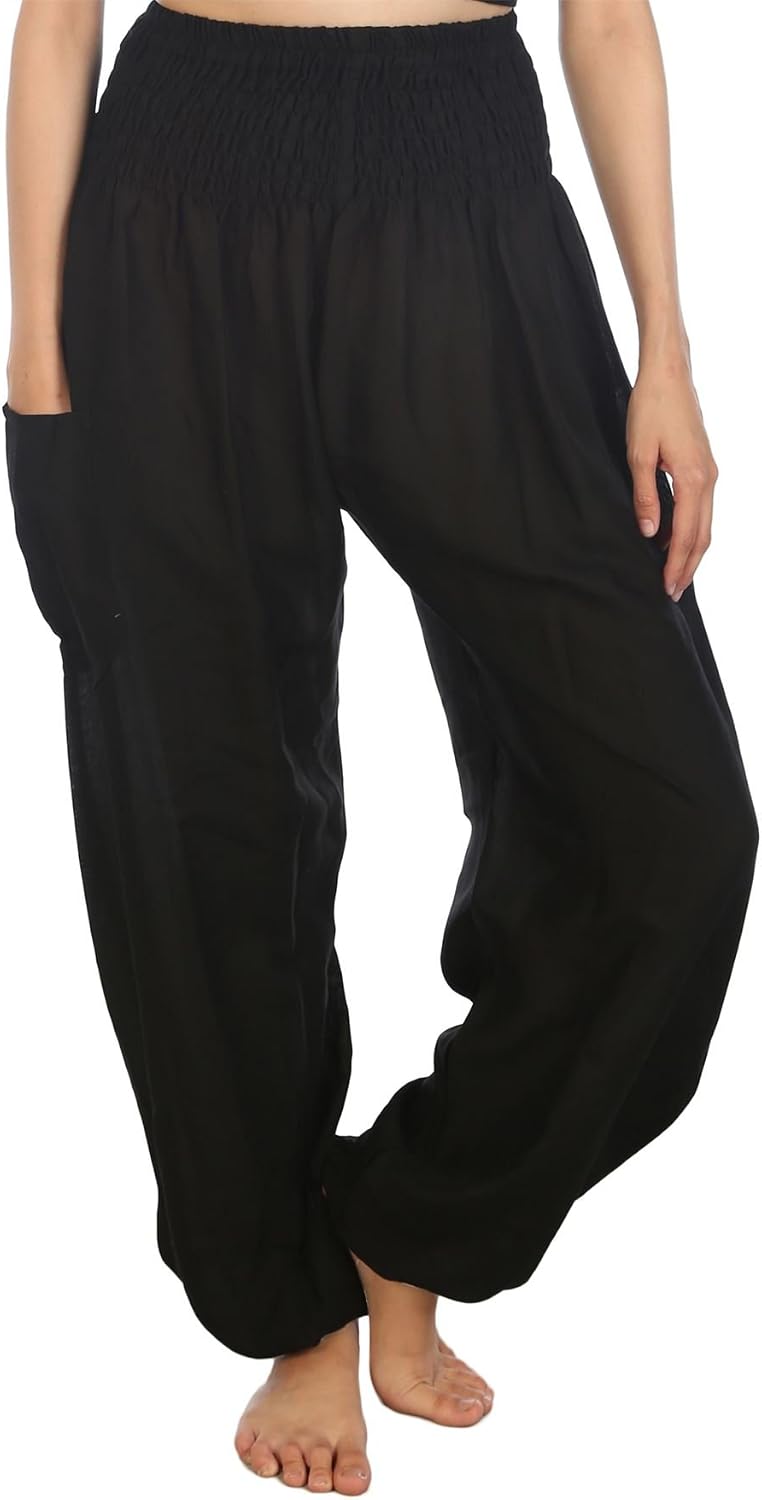 Soraya Bohemian Printed Harem Pants with Smocked High Waist and Side Pocket for Everyday Comfort