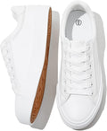 Avery - Classic White PU Leather Lace-Up Sneakers for Women Casual Everyday Comfort