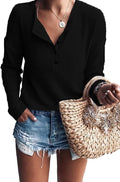 Holly Women's Waffle Knit Henley Top – V-Neckline, Dolman Sleeves & Cozy Fit