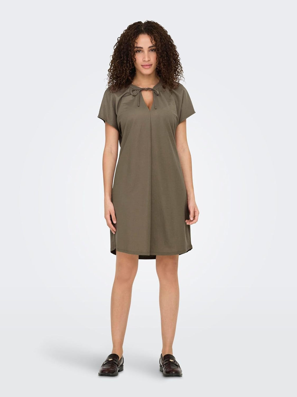 Maëlle Women's Tie-Neck Shift Midi Dress with Cap Sleeves