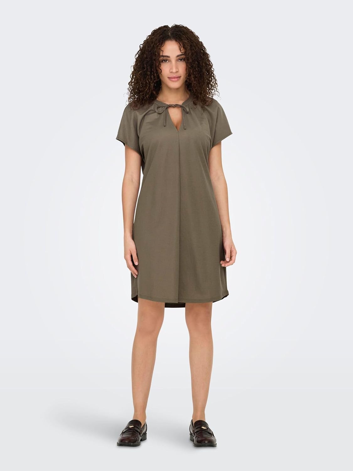 Maëlle Women's Tie-Neck Shift Midi Dress with Cap Sleeves