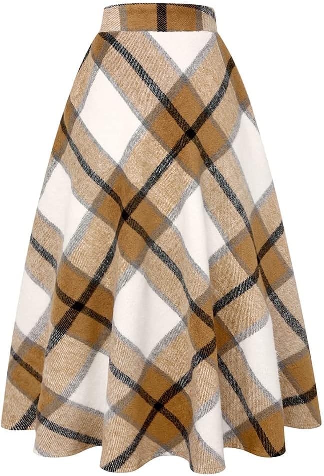Sasha Women's Plaid Wool-Blend Skirt – High-Rise Waist, A-Line Fit & Side Slip Pockets
