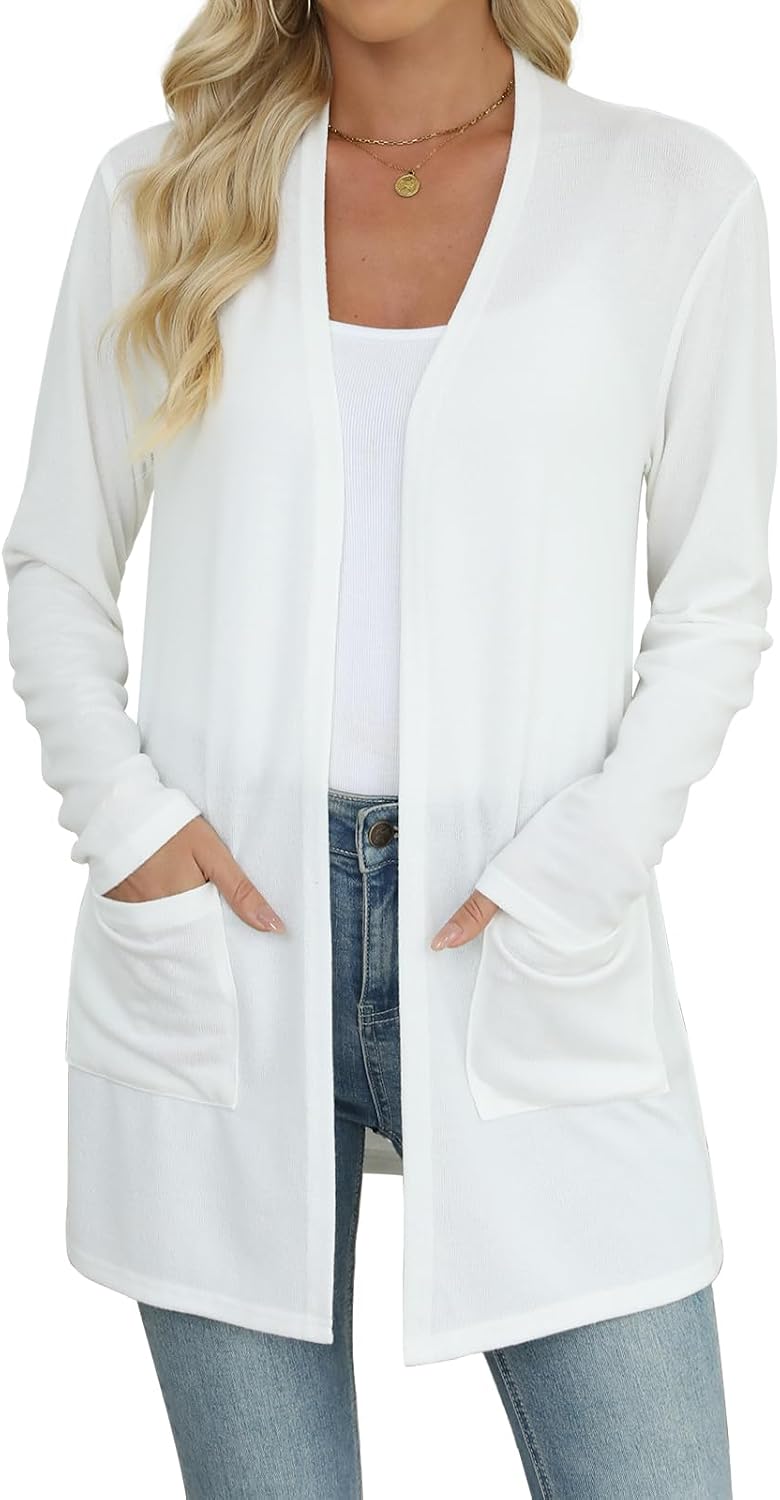 Marielle Lightweight Open-Front Long Cardigan with Pockets for Everyday Layering