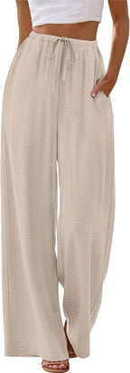 Élodie Women's Wide Leg Drawstring Palazzo Pants with Pockets