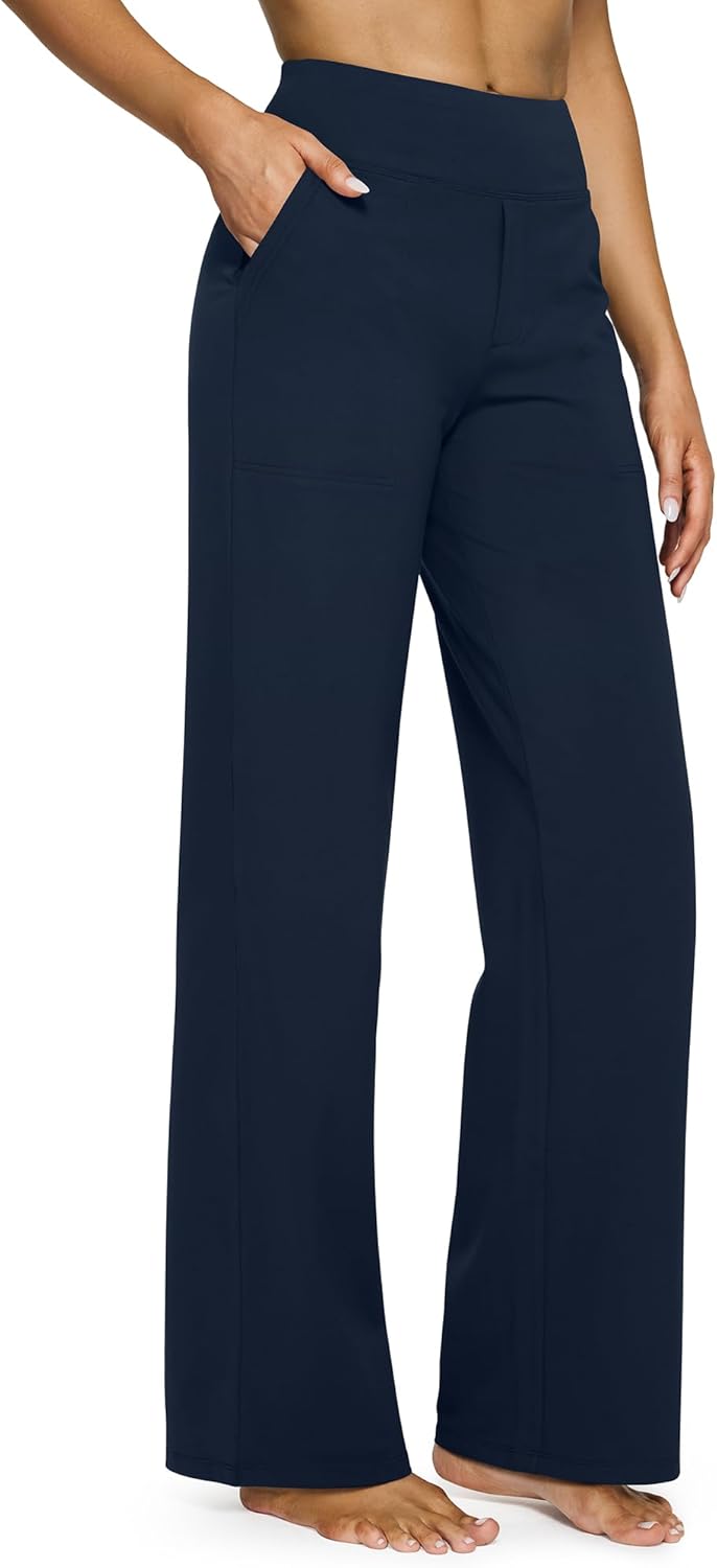 Émilienne Women's High-Waisted Wide Leg Performance Pants with Pockets