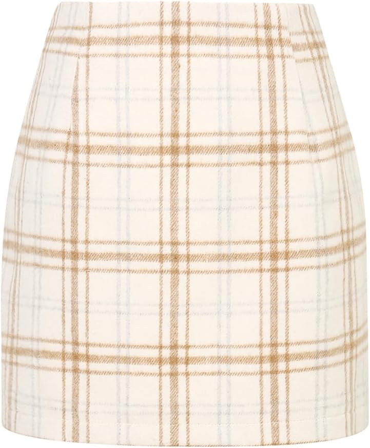 Connor Women's Plaid Mini Skirt – High-Rise Waist, Pencil Fit & Invisible Side Zip