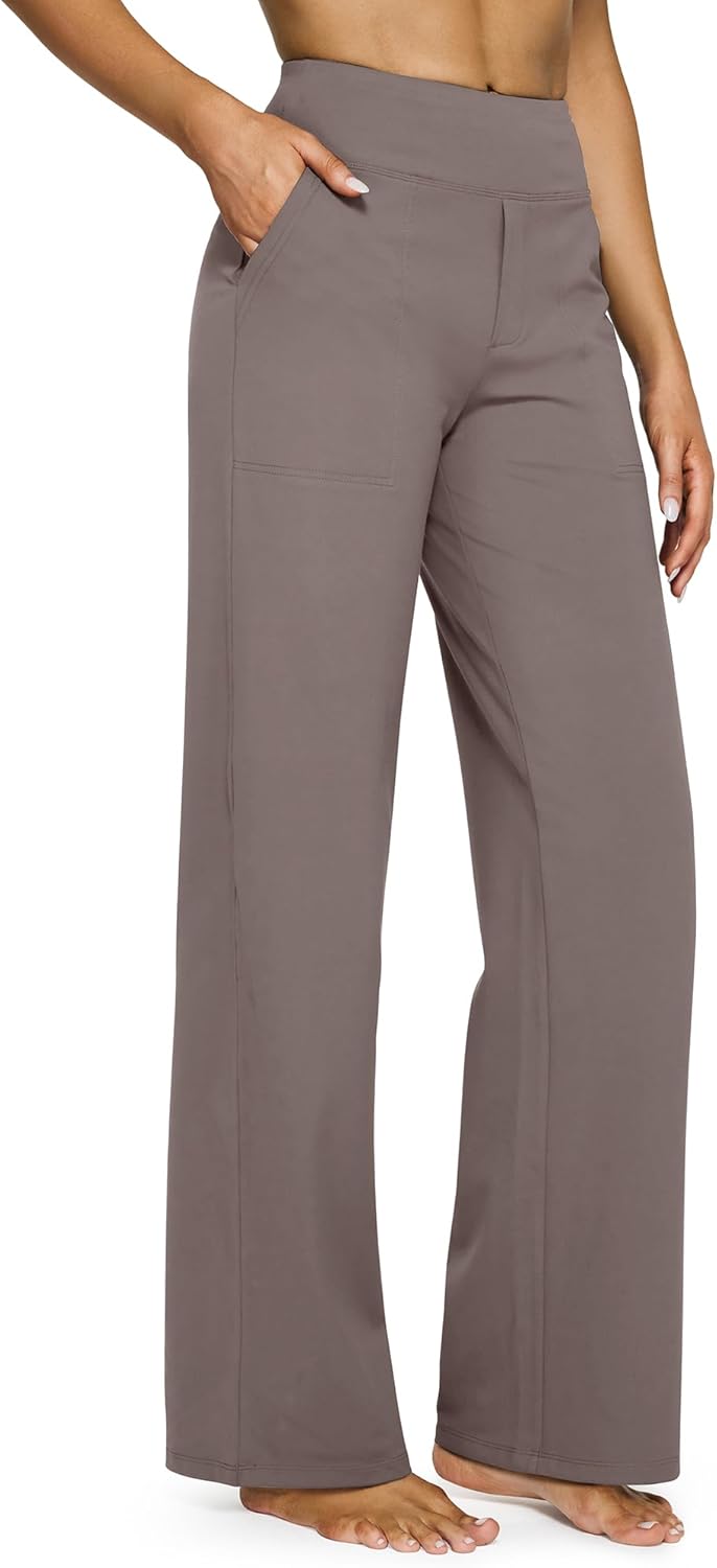 Émilienne Women's High-Waisted Wide Leg Performance Pants with Pockets