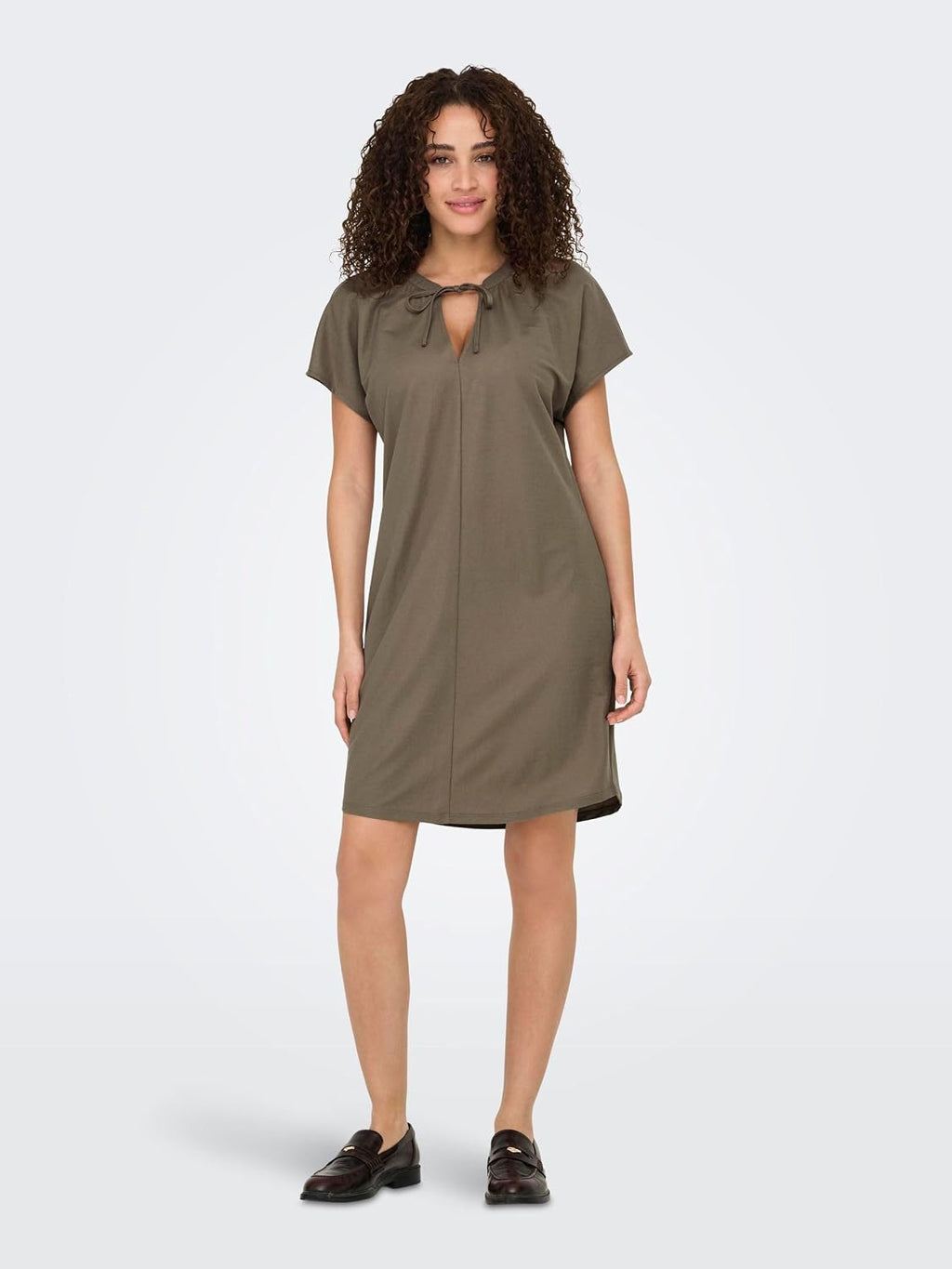 Maëlle Women's Tie-Neck Shift Midi Dress with Cap Sleeves