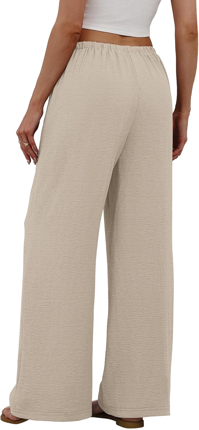 Élodie Women's Wide Leg Drawstring Palazzo Pants with Pockets
