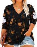 Natalie Women's V-Neckline Top – Three-Quarter Sleeves, Printed Design & Relaxed Plus-Size Fit
