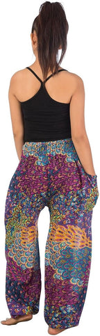 Soraya Bohemian Printed Harem Pants with Smocked High Waist and Side Pocket for Everyday Comfort