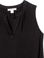 Kaelani Printed Sleeveless V-Neck Popover Shirt in Lightweight Flowy Twill Fabric