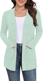 Marielle Lightweight Open-Front Long Cardigan with Pockets for Everyday Layering