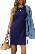 Isolde Women's Sleeveless A-Line Knee-Length Dress with Side Slits & Stretch Fabric