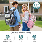 Isolde 17-Inch Heavy-Duty Clear School Backpack with Padded Straps and Laptop Fit