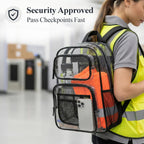 Isolde 17-Inch Heavy-Duty Clear School Backpack with Padded Straps and Laptop Fit