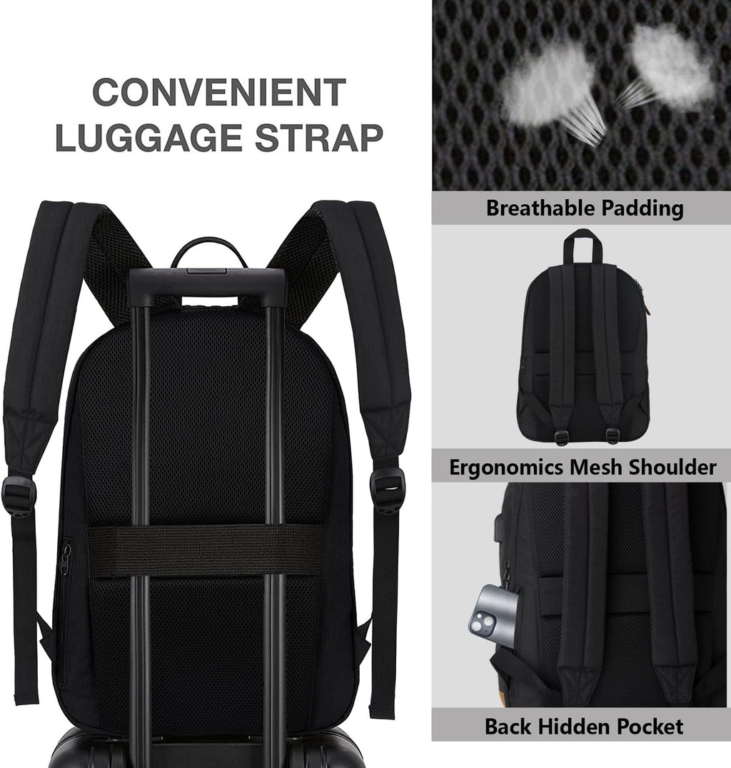 Yannick 15.6-Inch Business Laptop Backpack with USB Port and Hidden Anti-Theft Pocket