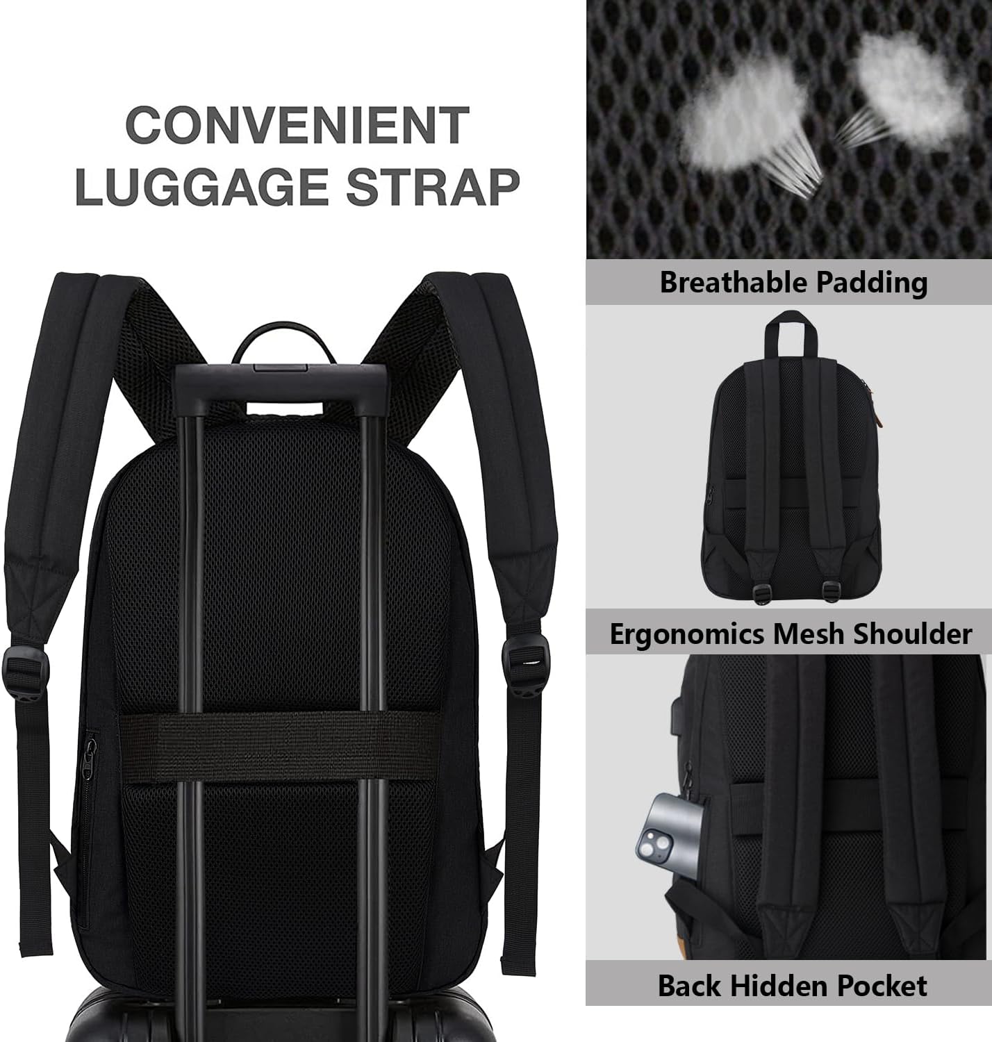 Yannick 15.6-Inch Business Laptop Backpack with USB Port and Hidden Anti-Theft Pocket