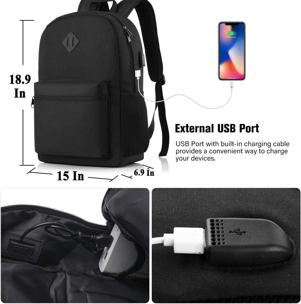 Marlowe 35L 17-Inch Laptop Backpack with USB Charging Port and Padded Travel Straps