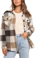 Raymond Women's Plaid Shacket – Relaxed Silhouette, Button-Up Front & Front Handy Chest Pockets