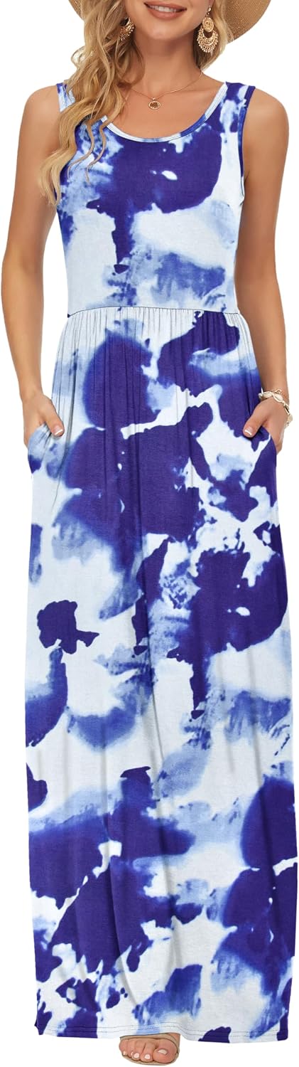 Rosalie Women's Paisley Print Sleeveless Maxi Dress with Elastic Waist and Pockets