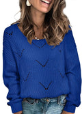 Aaron Women's Hollow Knit Sweater – Convertible Neckline, Full-Length Sleeves & Relaxed Silhouette