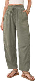 Sheila Women's Striped Barrel-Leg Trousers – Paper-Bag Waist, Drawstring & Handy Pockets