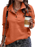 Danielle Women's Henley Sweatshirt – V-Neckline, Ribbed Texture & Easy Fit