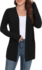 Marielle Lightweight Open-Front Long Cardigan with Pockets for Everyday Layering