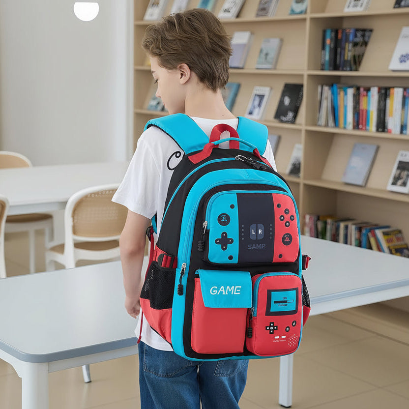 Freya Kids 18-Inch Gaming Backpack with Multiple Pockets and Padded Back Support