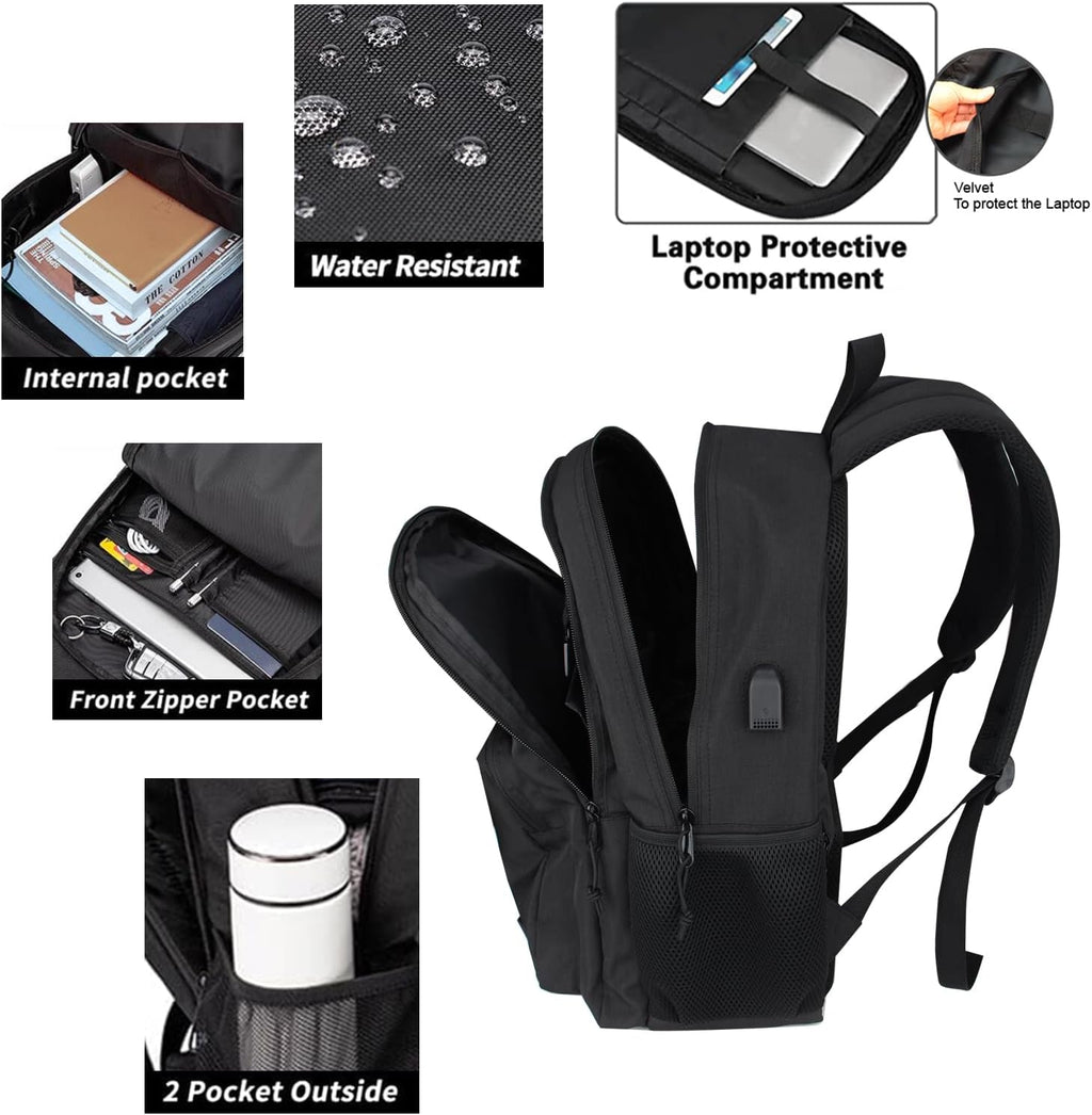 Yannick 15.6-Inch Business Laptop Backpack with USB Port and Hidden Anti-Theft Pocket