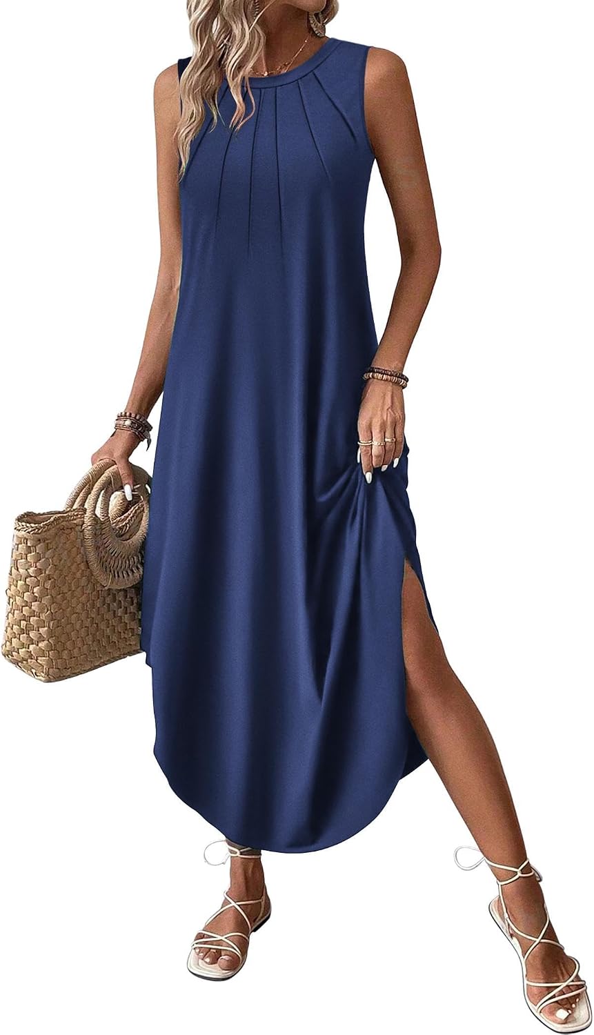 Élodiane Women's Tropical Floral Maxi Dress with Side Slit & Pockets