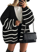 Sabrina - Oversized Open Front Chunky Knit Cardigan with Lantern Sleeves for Women