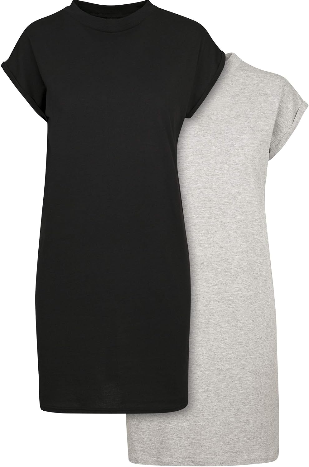 Ysabelle Cotton Drop Shoulder Mini Dress with Mock Neck and Rolled Sleeves Casual Style