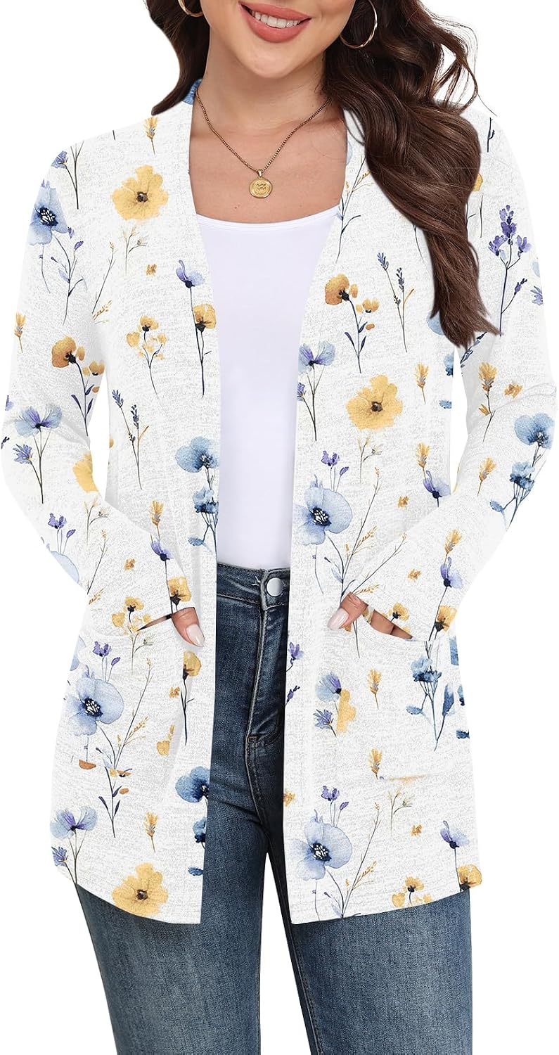 Marielle Lightweight Open-Front Long Cardigan with Pockets for Everyday Layering
