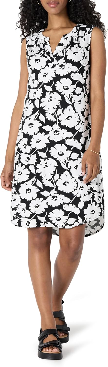 Élodine Women's Sleeveless Popover Shift Dress with Band Collar