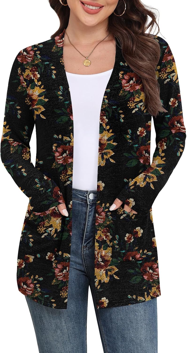 Marielle Lightweight Open-Front Long Cardigan with Pockets for Everyday Layering