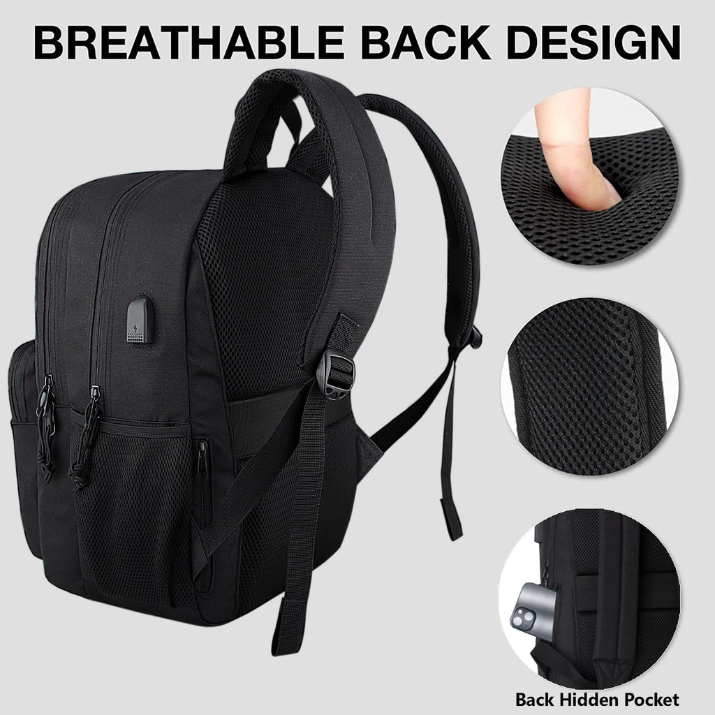 Yannick 15.6-Inch Business Laptop Backpack with USB Port and Hidden Anti-Theft Pocket