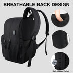 Yannick 15.6-Inch Business Laptop Backpack with USB Port and Hidden Anti-Theft Pocket